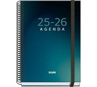 Dohe - Agenda Scolaire 2025 2026 - Semaine Vue, Taille A5 (15x21 cm), Espagnol et Anglais, Septembre à Juin, Reliure Spirale et Gomme, Couverture Rigide, 4 Pages de Stickers - PRIME Boreal