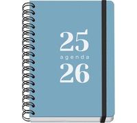 Dohe - Agenda Scolaire 2025 2026 - Semainier, A5 (15x21 cm), Espagnol et Anglais, Septembre à Juin, Fermeture à Spirale Double et Élastique, Couverture Flexible, 4 Pages d'Autocollants - GRAMMAR Bleu