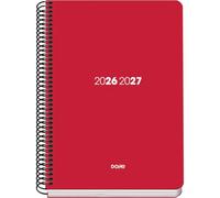 Dohe - Agenda Scolaire 2026 2027 - Septembre à Juin, Jour par Page, A5 (15x21 cm), Couverture Flexible en Plastique Rigide, Reliure Spirale, Espagnol et Anglais - Element Rouge