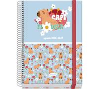Dohe - Agenda Scolaire 2026 2027 - Septembre à Juin, Jour par Page, A5 (15x21 cm), Couverture Rigide, Fermeture à Spirale et Élastique, 2 Pages d’Autocollants, Espagnol et Anglais - Capi Flower