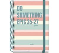 Dohe - Agenda Scolaire 2026 2027 - Septembre à Juin, Jour par Page, A5 (15x21 cm), Couverture Rigide, Fermeture à Spirale et Élastique, 2 Pages d’Autocollants, Espagnol et Anglais - Epic