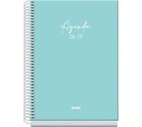 Dohe - Agenda Scolaire 2026 2027 - Septembre à Juin, Jour Par Page, A5 (15x21 cm), Couverture Rigide Tactile Doux, Reliure À Spirale, Espagnol Et Anglais - Serenity Vert