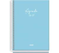Dohe - Agenda Scolaire 2026 2027 - Septembre à Juin, Jour Par Page, A5 (15x21 cm), Couverture Rigide Tactile Doux, Reliure À Spirale, Espagnol Et Anglais - Serenity Bleu