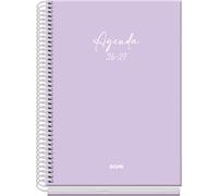 Dohe - Agenda Scolaire 2026 2027 - Septembre à Juin, Jour Par Page, A5 (15x21 cm), Couverture Rigide Tactile Doux, Reliure À Spirale, Espagnol Et Anglais - Serenity Violet