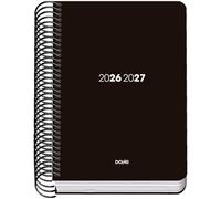 Dohe - Agenda Scolaire 2026 2027 - Septembre à Juin, Jour par Page, A6 (12x17 cm), Couverture Flexible en Plastique Rigide, Reliure Spirale, Espagnol et Anglais - Element Noir