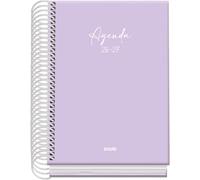 Dohe - Agenda Scolaire 2026 2027 - Septembre à Juin, Jour Par Page, A6 (12x17 cm), Couverture Rigide Tactile Doux, Reliure À Spirale, Espagnol Et Anglais - Serenity Violet