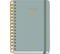 Dohe - Agenda Scolaire 2026 2027 - Septembre/Juin, Jour par Page, A5 15x21 cm, Couverture Rigide Souple, Double Spirale, Fermeture Élastique, 2 Pages d’Autocollants, Espagnol et Anglais - Vert