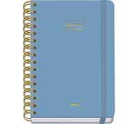 Dohe - Agenda Scolaire 2026 2027 - Septembre/Juin, Jour par Page, A5 15x21 cm, Couverture Rigide Souple, Double Spirale, Fermeture Élastique, 2 Pages d’Autocollants, Espagnol et Anglais - Bleu
