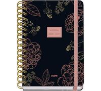 Dohe - Agenda Scolaire 2026 2027 - Septembre/Juin, Semaine Vue, A5 15x21 cm, Couverture Rigide Souple, Double Spirale, Fermeture Élastique, 2 Pages d’Autocollants, Espagnol et Anglais - Noir
