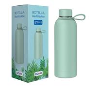 Dohe Bouteille d'eau thermique en acier inoxydable avec bouchon hermétique anti-goutte et poignée de transport Vert 500 ml Garde 24 h au froid et 12 h