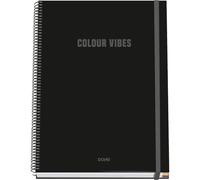 DOHE - Cahier A4 Quadrillé - 100 Feuilles Épaisseur 90 g/m², Format 22,8x30 cm, Couverture Rigide, Reliure à Anneaux et Élastique, Quadrillage 5 mm, Fournitures Scolaires - COLOUR VIBES Noir
