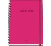 DOHE - Cahier A4 Quadrillé - 100 Feuilles Épaisseur 90 g/m², Format 22,8x30 cm, Couverture Rigide, Reliure à Anneaux et Élastique, Quadrillage 5 mm, Fournitures Scolaires - COLOUR VIBES Rose