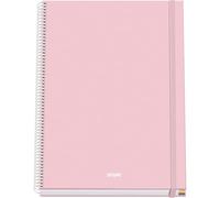 DOHE - Cahier A4 Quadrillé - 100 Feuilles Épaisseur 90 g/m², Format 22,8x30 cm, Couverture Rigide, Reliure à Anneaux et Élastique, Quadrillage 5 mm, Fournitures Scolaires - SERENITY Rose