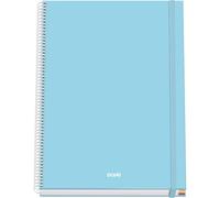 DOHE - Cahier A4 Quadrillé - 100 Feuilles Épaisseur 90 g/m², Format 22,8x30 cm, Couverture Rigide, Reliure à Anneaux et Élastique, Quadrillage 5 mm, Fournitures Scolaires - SERENITY Bleu