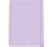 DOHE - Cahier A4 Quadrillé - 100 Feuilles Épaisseur 90 g/m², Format 22,8x30 cm, Couverture Rigide, Reliure à Anneaux et Élastique, Quadrillage 5 mm, Fournitures Scolaires - SERENITY Violet