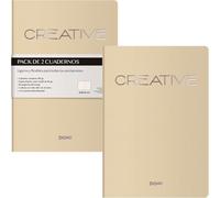 DOHE - Cahier A5 intérieur lisse (2 unités) - Dimensions 15 x 21 cm, 40 feuilles (80 pages), 90 g/m², notes, organisation ou dessin, couverture souple - CREATIVE Beige
