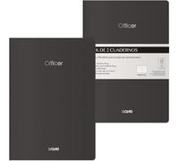 DOHE - Cahier A5 intérieur lisse (2 unités) - Dimensions 15 x 21 cm, 40 feuilles (80 pages), 90 g/m², notes, organisation ou dessin, couverture souple - OFFICER noir