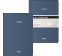 DOHE - Cahier A5 intérieur lisse (2 unités) - Dimensions 15 x 21 cm, 40 feuilles (80 pages), 90 g/m², notes, organisation ou dessin, couverture souple - OFFICER bleu