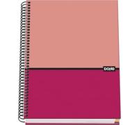 DOHE - Cahier A5 Quadrillé - 100 Feuilles Épais 90 g/m², Taille 16,2x21 cm, Couverture Rigide, Reliure à Anneaux, Quadrillage 5 mm, Fournitures Scolaires - DUO Rose