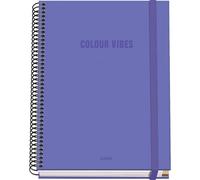 DOHE - Cahier A5 Quadrillé - 100 Feuilles Épaisseur 90 g/m², Format 16,2x21 cm, Couverture Rigide, Reliure à Anneaux et Élastique, Quadrillage 5 mm, Fournitures Scolaires - COLOUR VIBES Violet