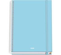 DOHE - Cahier A5 Quadrillé - 100 Feuilles Épaisseur 90 g/m², Format 16,2x21 cm, Couverture Rigide, Reliure à Anneaux et Élastique, Quadrillage 5 mm, Fournitures Scolaires - SERENITY Bleu