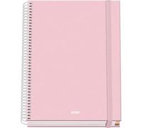 DOHE - Cahier A5 Quadrillé - 100 Feuilles Épaisseur 90 g/m², Format 16,2x21 cm, Couverture Rigide, Reliure à Anneaux et Élastique, Quadrillage 5 mm, Fournitures Scolaires - SERENITY Rose