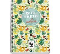 DOHE - Cahier A5 Quadrillé - 80 Feuilles Grammage 90 g/m², Format 15x21 cm, Couverture en Carton Rigide, Reliure à Anneaux, Quadrillage 4 mm, Fournitures Scolaires - WWF Tropic