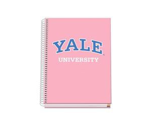 DOHE - Cahier A5 quadrillé - Reliure spirale, 100 feuilles de 90 g/m², quadrillage 5 mm, couverture rigide, Yale University Pink Lady, matériel scolaire - Rose