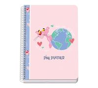 DOHE - Cahier A5 quadrillé - Reliure spirale, 80 feuilles de 90 g/m², quadrillage 4 mm, couverture rigide, Pink Panther ecoPink, matériel scolaire - Rose