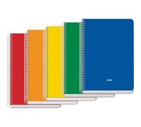 Dohe - Cahiers A5 (5 pcs) - Taille 15x21 cm, 5 Couleurs : Bleu, Rouge, Orange, Jaune et Vert, 80 Pages Quadrillées (4x4 mm), Reliure Spirale, Couverture Souple en Carton, Fournitures de Bureau