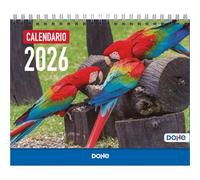 Dohe - Calendrier 2026 de Bureau - Vue Mensuelle, 12 Mois de Janvier à Décembre, Taille 21x15 cm, Planning Mensuel et Annuel avec Espace pour Notes - Oiseaux Exotiques