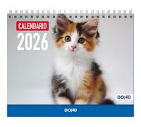 Dohe - Calendrier 2026 de Bureau - Vue Mensuelle, 12 Mois de Janvier à Décembre, Taille 21x15 cm, Planning Mensuel et Annuel avec Espace pour Notes - Chats