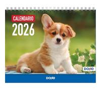 Dohe - Calendrier 2026 de Bureau - Vue Mensuelle, 12 Mois de Janvier à Décembre, Taille 21x15 cm, Planning Mensuel et Annuel avec Espace pour Notes - Chiens