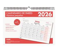 Dohe - Calendrier mural 2026-12 mois de janvier à décembre, vue mensuelle, A3 (42 x 29,7 cm), double spirale, langue espagnole, petits chiffres, espace pour notes, planning de l'année, papier épais