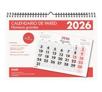 Dohe - Calendrier Mural 2026-12 Mois de Janvier à Décembre, Vue Mensuelle, A4 (29,7x21 cm), Double Spirale, Langue Espagnole, Grands Chiffres, Planification Annuelle, Papier Épais 120 g/m²