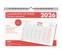 Dohe - Calendrier Mural 2026-12 Mois, Vue Mensuelle, A4 29,7x21 cm, Double Spirale, Espagnol, Petits Chiffres, Espace Notes, Planification Annuelle, Papier 120 g/m²