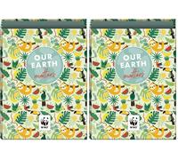 Dohe - Classeur 4 Anneaux - Capacité 600 Feuilles, A4+ (26,4x34 cm), Dos Large 6 cm, Fermeture Facile et Douce, Couverture Rigide Carton Renforcé, Fournitures Scolaires - WWF Tropic (Lot de 2)