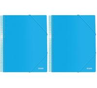 Dohe - Classeur à spirales avec 20 pochettes A4 (24 x 31 cm), fermeture à élastiques et couverture rigide en polypropylène 800 microns, fournitures de bureau - Bleu (Lot de 2)