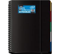 Dohe - Classeur avec 40 pochettes amovibles - A4 (25 x 31 cm), anneaux disques, 5 intercalaires de couleurs, fermeture élastique - Fournitures de bureau et scolaires