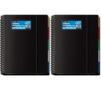 Dohe - Classeur avec 40 pochettes amovibles - A4 (25 x 31 cm), anneaux disques, 5 intercalaires de couleurs, fermeture élastique - Fournitures de bureau et scolaires (Lot de 2)