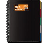 Dohe Classeur Avec 40 Pochettes Amovibles A4 (25 X 31 Cm), Anneaux Disques, 5 Intercalaires De Couleurs, Fermeture Élastique Fournitures De Bureau Et Scolaires