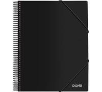 Dohe - Classeur avec 40 pochettes et spirale - A4 (24 x 31 cm), fermeture à élastiques - Couverture rigide en polypropylène 800 microns - Fournitures de bureau - Noir