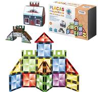 DOHE Educa - Blocs de Construction Magnétiques (20 pièces) - avec Autocollants pour Créer des Formes, Plaques de 4 Couleurs, Jouet Éducatif pour Enfants de 3 à 8 Ans