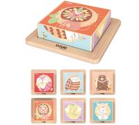 Dohe Educa - Puzzles 3D Cubes en Bois (6 unités) - 9 Blocs par Puzzle et Base, thème Animal, Puzzle Enfant, Jouet méthode Montessori, matériel Scolaire et éducatif