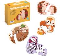 Dohe Educa - Puzzles progressifs pour Enfants - Pack de 4 Puzzles de 4 et 5 pièces en Carton, thème Animaux, Puzzle pour Enfants de 2 à 3 Ans, matériel éducatif