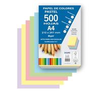 Dohe - Feuilles Couleur Pastel (500 u.) - 5 Couleurs Assorties, Feuilles A4 (21x29,7 cm), Épaisseur 80 g/m², Feuilles pour Impression, Dessin, Loisirs Créatifs, Décoration, Reliure
