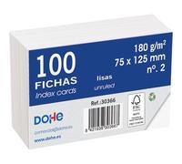 Dohe - Fiches lisses en carton (100 unités) - Cartes pour écrire des notes, dimensions 12,5 x 7,5 cm, 180 g/m², n° 2, fournitures de bureau - Blanc