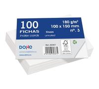 Dohe - Fiches lisses en carton (100 unités) - Cartes pour écrire des notes, format A6 (15 x 10 cm), 180 g/m², n° 3, fournitures de bureau - Blanc