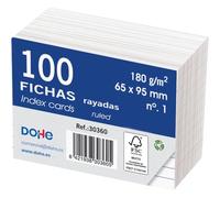 Dohe Lot de 100 fiches lignées en carton - Cartes pour écrire des notes, dimensions 9,5 x 6,5 cm, 180 g/m², n° 1, fournitures de bureau - Blanc