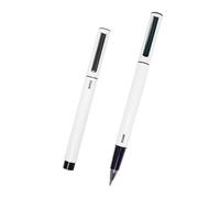 DOHE - Lot de 4 stylos ELIPSE - Encre gel bleu - Pointe fine 0,5 mm - Capuche et clip de serrage - Fabriqué en aluminium résistant - Couleur blanche